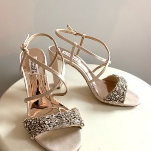 Badgley Mischka Satin Jewel Heel Perfect for Holiday, Wedding or Special Moment